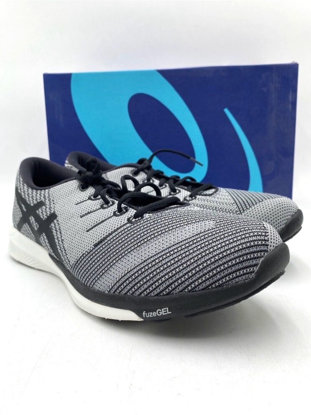 ASICS fuzeX Knit Running Shoes Men’s Size 10 Black White Athletic Sneakers